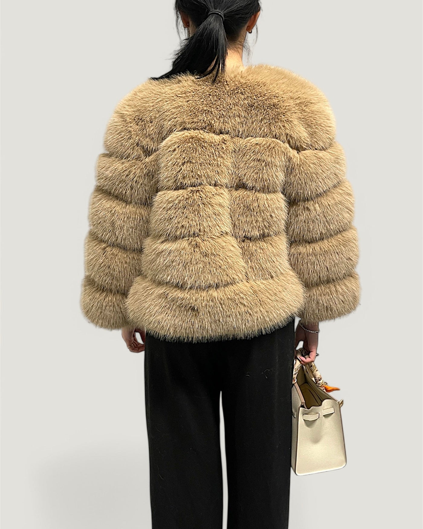 Pelzmantel Faux Fur Beige Kurz